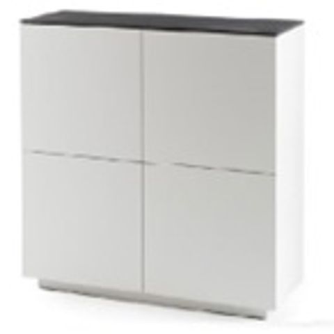 BOXED DENZEL HIGHBOARD IN WHITE MATT AND GREY GLASS TOP WITH 4 DOORS(2 BOXES)