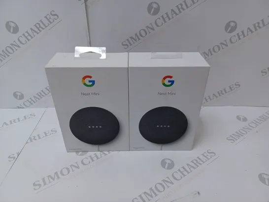 2 BRAND NEW BOXED GOOGLE NEST MINI 2ND GENERATION SMART SPEAKERS - CHARCOAL   