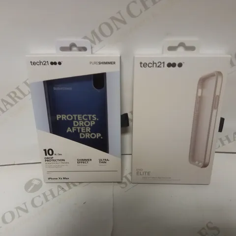 APPROXIMATELY 83 BRAND NEW BOXED TECH 21 ELECTRICAL CASES TO INCLUDE; 54 IPHONE XS MAX SHIMMER PHONE CASE , 29 IMPACT SHIELD ANTI GLARE SCREEN PROTECTOR AND 1 EVO ELITE PHONE CASE