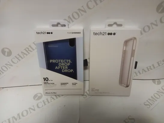 APPROXIMATELY 83 BRAND NEW BOXED TECH 21 ELECTRICAL CASES TO INCLUDE; 54 IPHONE XS MAX SHIMMER PHONE CASE , 29 IMPACT SHIELD ANTI GLARE SCREEN PROTECTOR AND 1 EVO ELITE PHONE CASE