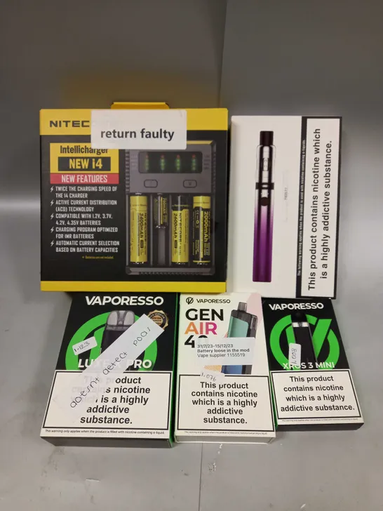 BOX OF APPROXIMATELY 10 ASSORTED E-CIGARATTES TO INCLUDE NITECORE, INNOKIN, ASPIRE ETC