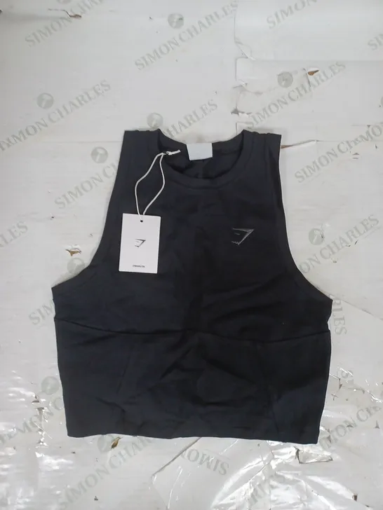 GYMSHARK REST DAY COTTON CONTOUR TANK IN BLACK SIZE M