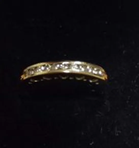 9CT YELLOW GOLD HALF ETERNITY RING CHANNEL SET WITH NATURAL DIAMONDS