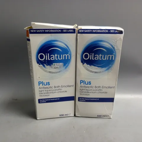 2 BOXED OILATUM PLUS ANTISEPTIC BATH EMOLLIENT 500ML 