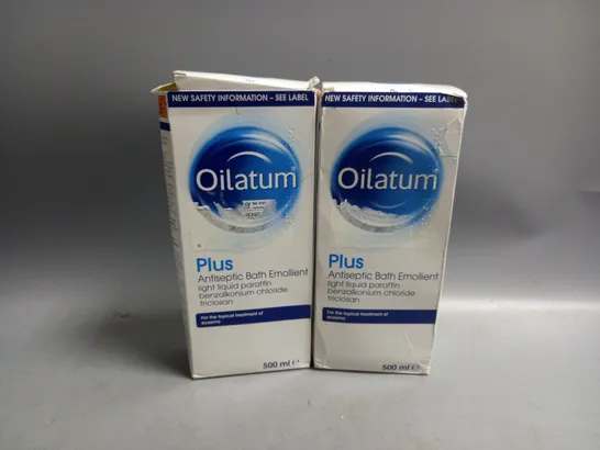 2 BOXED OILATUM PLUS ANTISEPTIC BATH EMOLLIENT 500ML 