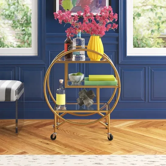 BOXED ZAYN SERVING CART GOLD FINISH 