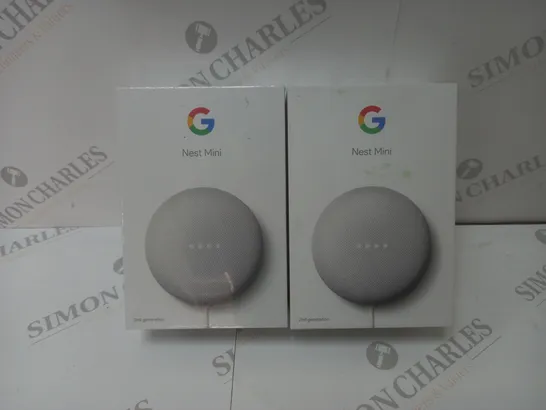 2 BRAND NEW BOXED GOOGLE NEST MINI 2ND GENERATION SMART SPEAKERS - CHALK  