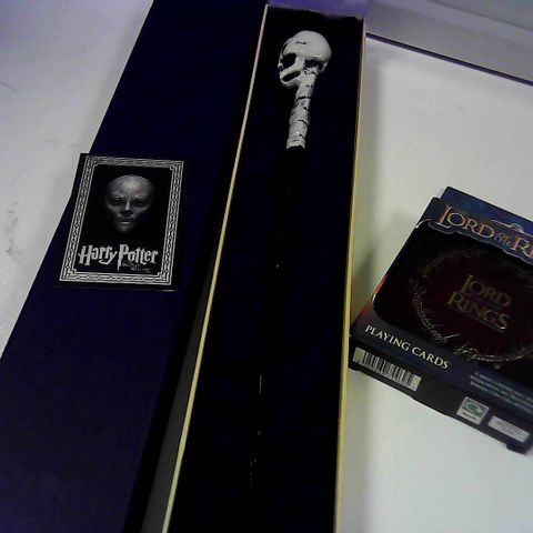 LORD OF THE RINGS PLAYING CARDS AND HARRY POTTER DEATH EATERS WAND
