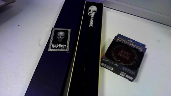 LORD OF THE RINGS PLAYING CARDS AND HARRY POTTER DEATH EATERS WAND