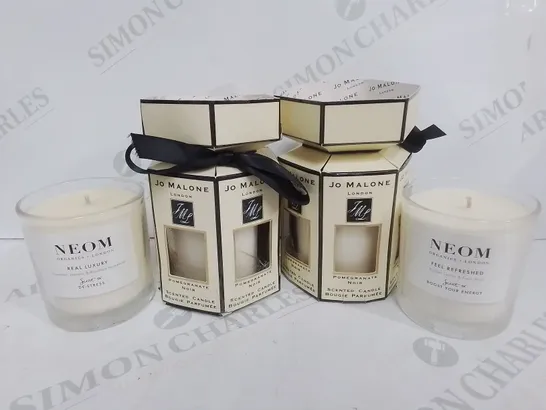 LOT OF 4 ASSORTED AS NEW CANDLES INCLUDES JO MALONE AND NEOM