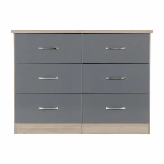 BOXED NEVADA 6 DRAWER CHEST GREY (1 OF 2 BOXES)