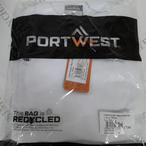 BAGGED PORTWEST SHORT SLEEVED CHEF JACKET IN WHITE - XL