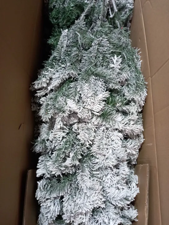 BOXED 8FT FLOCKED PRE LIT DOWNSWEPT REAL LOOK PINE CHRISTMAS TREE - COLLECTION ONLY RRP £187.99