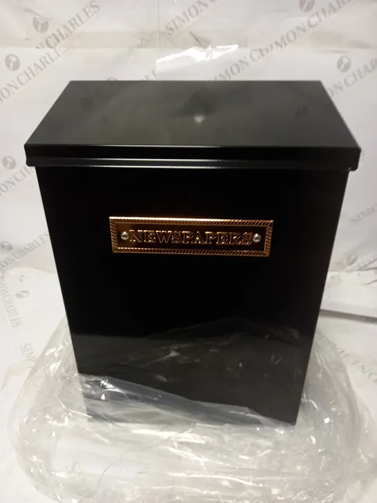 STERLING THAMES STEEL NEWSPAPER BOX - BLACK/ROSEGOLD