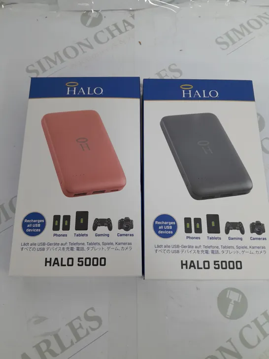 BOXED SET OF 2 HALO 5000MAH PORTABLE CHARGERS