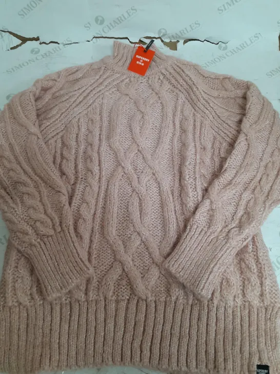 SUPERDRY KNITTED LIGHT PINK TURTLE NECK - MEDIUM