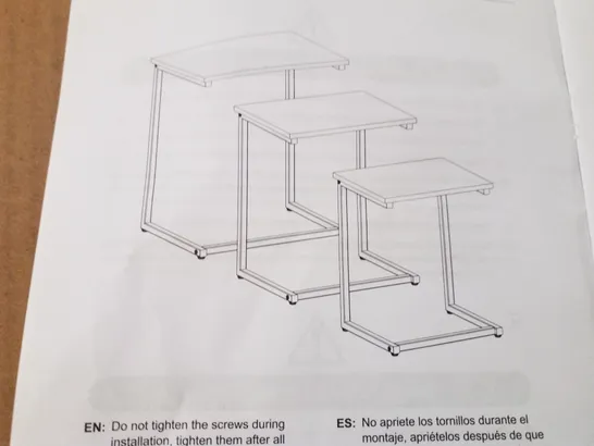 BOXED C SHAPED END TABLE (SET OF 3, 1 BOX)