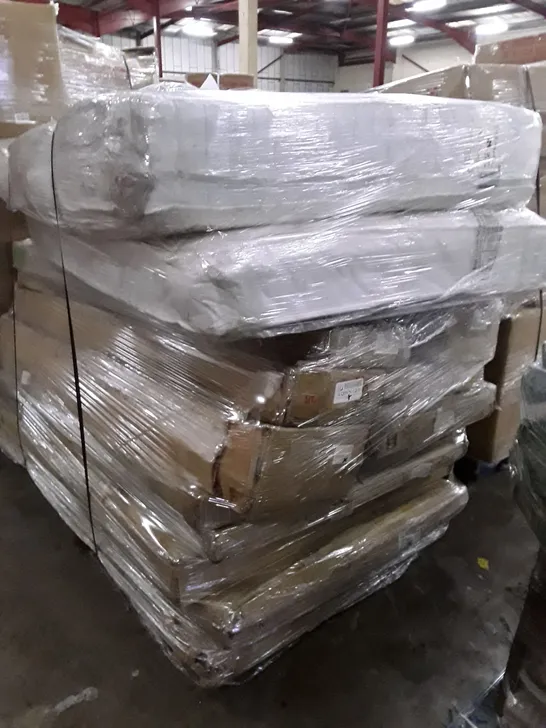 PALLET CONTAINING ASSORTED BOXED BED PARTS & 2 MATTRESS 