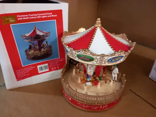 CHRISTMAS TURNING CAROUSEL SCENE WITH LED LIGHTS