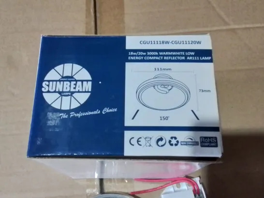 LOT OF APPROXIMATELY 50 SUNBEAM 20W 3000K WARMWHITE COMPACT REFLECTOR AR111 LAMP