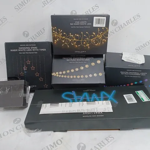 BOX OF APPROXIMATELY 10 ASSORTED ITEMS TO INCLUDE LED LIGHTS, SNOWBALL LIGHTS, NEON LED LIGHT ETC