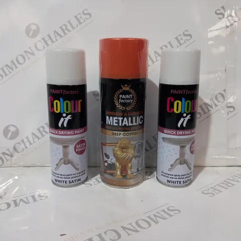 BOX OF APPROXIMATELY 5 ASSORTED HOUSEHOLD ITEMS TO INCLUDE COLOUR IT QUICK DRYING PAINT, INTERIOR & EXTERIOR METALLIC PAINT, ETC