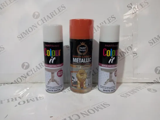 BOX OF APPROXIMATELY 5 ASSORTED HOUSEHOLD ITEMS TO INCLUDE COLOUR IT QUICK DRYING PAINT, INTERIOR & EXTERIOR METALLIC PAINT, ETC