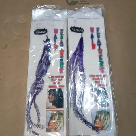 LOT OF 8 PACKETS OF PURPLE FEATHER HAIR EXTENSIONS 