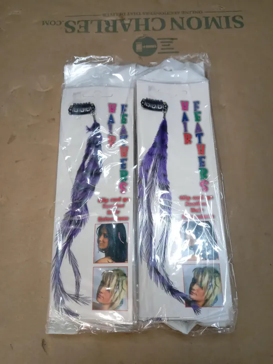 LOT OF 8 PACKETS OF PURPLE FEATHER HAIR EXTENSIONS 