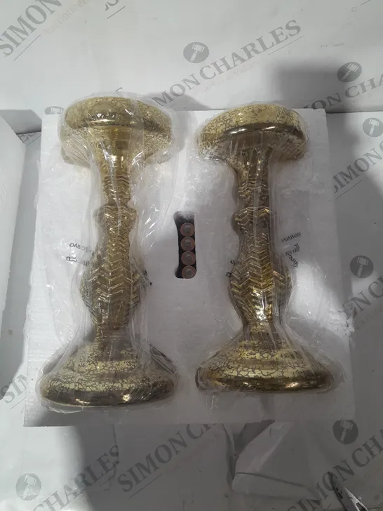 ALISON CORK PRE-LIT SET OF 2 MERCURY GLASS CANDLE HOLDERS