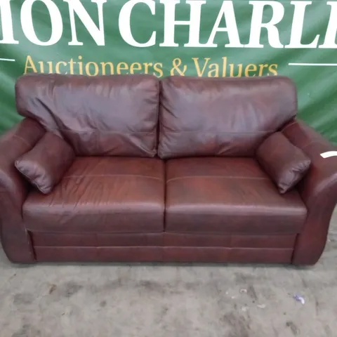 DESIGNER BROWN LEATHER THREE SEATER SOFA