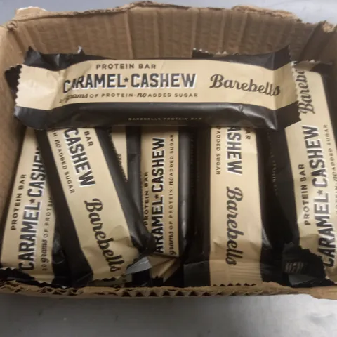 LOT OF APPROXIMATELY 20 BAREBELLS CARAMEL AND CASHEW PROTEIN BARS 