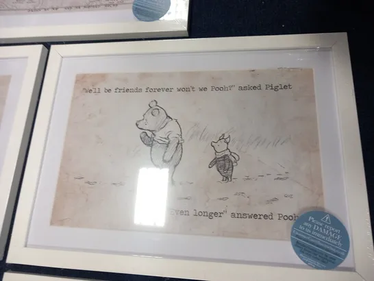 5 ASSORTED FRAMED WINNIE THE POOH THEMED PRINTS