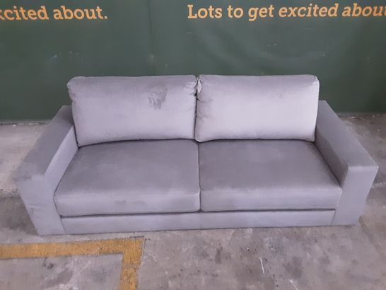 DESIGNER GREY VELVET WIDE 2-SEATER SOFA 