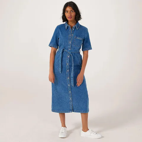 ONLY SHORT SLEEVE DENIM SHIRT DRESS- MEDIUM