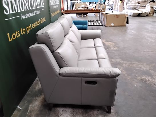 QUALITY SIENNA 3 SEATER GREY POWER RECLINER SOFA WITH HEADREST