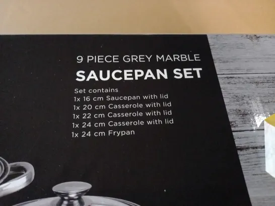 DANIEL JAMES 9-PIECE GREY MARBLE SAUCEPAN SET