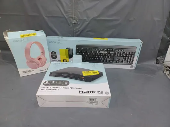 LOT OF APRROXIMATELY 25 ELECTRICAL ITEMS TO INCLUDE HEADPHONES, KEYBOARDS AND DVD PLAYERS