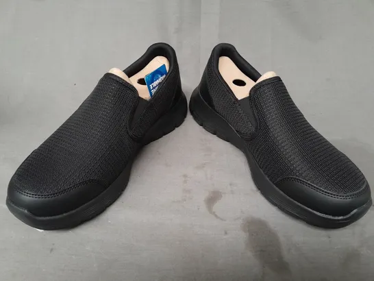 BOXED PAIR OF SKECHERS SLIP-ON SHOES IN BLACK UK SIZE 8