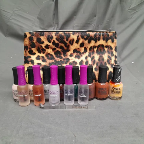 ORLY NAIL POLISH AND NAIR CARE SET WITH NAIL FILE AND LEOPARD PRINT BAG