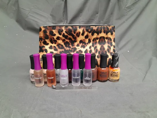 ORLY NAIL POLISH AND NAIR CARE SET WITH NAIL FILE AND LEOPARD PRINT BAG