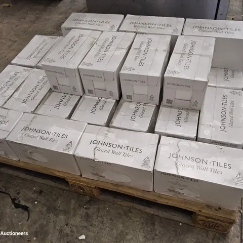 PALLET OF APPROXIMATELY 22 PACK OF JOHNSON TILES EACH PACK CONTAINS 44 TILES, 145 × 15cm each. WHITE