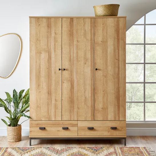 BOXED FULTON TRIPLE WARDROBE OAK (3 BOXES)