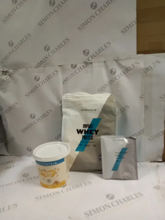 SET OF MYPROTEIN TO INCLUDE 1KG OF PEANUT BUTTER, 1KG OF PROTEIN, 60G PROTEIN 