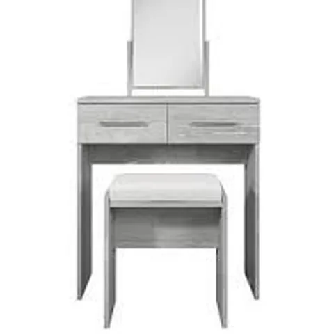 BRAND NEW BOXED GRADE 1 PRAGUE WHITE DRESSING TABLE, STOOL AND MIRROR SET (1 BOX)