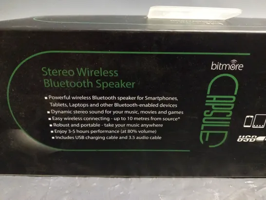 BOXED BITMORE CAPSULE STEREO WIRELESS BLUETOOTH SPEAKER