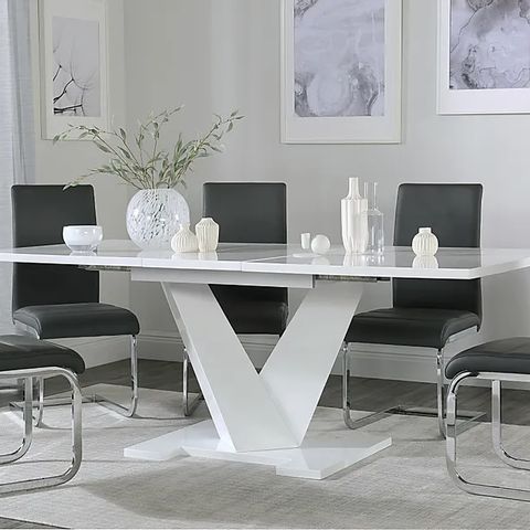 BOXED TURIN WHITE HIGH GLOSS 160-200CM EXTENDING DINING TABLE (3 BOXES)