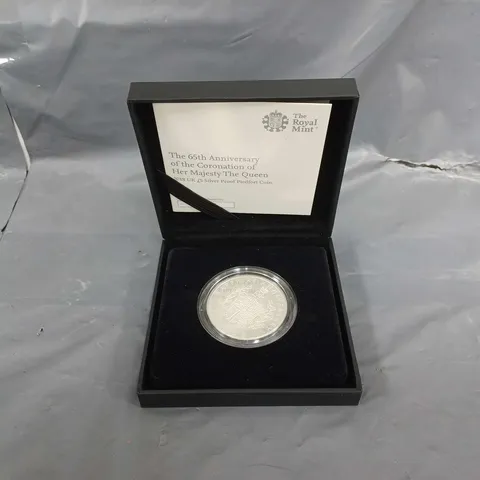 BOXED THE ROYAL MINT THE 65TH ANNIVERSARY OF THE CORONATION OF HER MAJESTY THE QUEEN 2018 UK £5 SILVER PROOF PIEDFORT COIN 