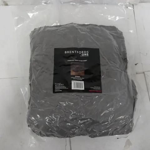 BRENTFORDS BY OHS CHARCOAL TEDDY FITTED SHEET - DOUBLE