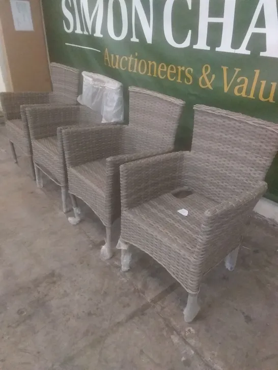 X4 RATTAN EFFECT GARDEN CHAIRS GREY